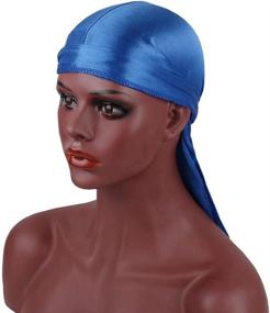 img 2 attached to 🧖 Silky Durags and Bonnets 2pcs Set: Unisex Long Tail Doo rag and Turban Sleep Cap for Men and Women