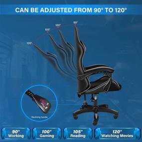 img 1 attached to 🪑 Grey/Black YSSOA Backrest and Seat Adjustable Swivel Recliner Racing Office Computer Ergonomic Video Game Chair