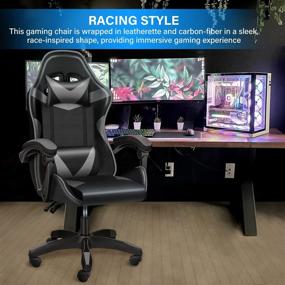 img 3 attached to 🪑 Grey/Black YSSOA Backrest and Seat Adjustable Swivel Recliner Racing Office Computer Ergonomic Video Game Chair