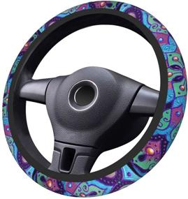 img 1 attached to Boho Mandala Car Steering Wheel Cover ，Accessories Steering Wheel Protector Anti-Slip Breathable，Sweat Absorption Neoprene Universal 15 Inches