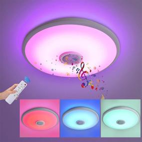 img 4 attached to 36W LED Music Ceiling Light: Upgraded Modern Fixtures with Bluetooth Speaker, Remote Control, and RGB Color Changing 3000-6000K - Waterproof Ceiling Lamp IP44 for Bathroom & Children's Room