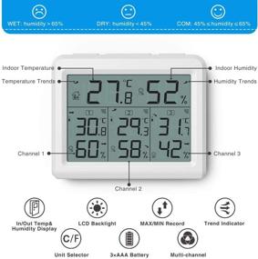 img 3 attached to 🌡️ AMIR Indoor Outdoor Thermometer with 3 Wireless Sensors and LCD Backlight: A Reliable Temperature Humidity Monitor for Home, Office, and Baby Room