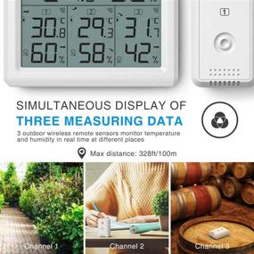 img 2 attached to 🌡️ AMIR Indoor Outdoor Thermometer with 3 Wireless Sensors and LCD Backlight: A Reliable Temperature Humidity Monitor for Home, Office, and Baby Room