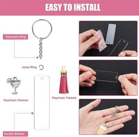 img 2 attached to 🔑 140 PCS Acrylic Keychain Blanks Set - Perfect for DIY Crafts, Sublimation Vinyl Projects with Clear Acrylic Blanks, Keychain Tassels, Rings, Jump Rings, Charms