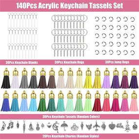 img 3 attached to 🔑 140 PCS Acrylic Keychain Blanks Set - Perfect for DIY Crafts, Sublimation Vinyl Projects with Clear Acrylic Blanks, Keychain Tassels, Rings, Jump Rings, Charms