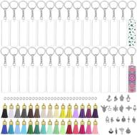 🔑 140 pcs acrylic keychain blanks set - perfect for diy crafts, sublimation vinyl projects with clear acrylic blanks, keychain tassels, rings, jump rings, charms logo