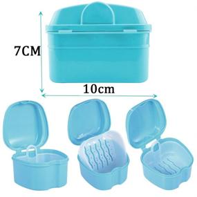 img 1 attached to 🦷 Denture Bath Box Cup: The Perfect Solution for Denture Care, Clear Braces, Mouth Guards, Night Guards & Retainers. Ideal for Traveling! Available in Blue & White.