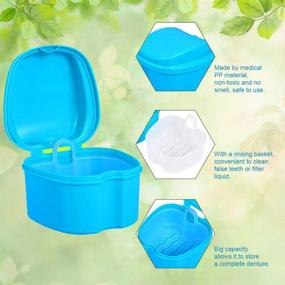 img 3 attached to 🦷 Denture Bath Box Cup: The Perfect Solution for Denture Care, Clear Braces, Mouth Guards, Night Guards & Retainers. Ideal for Traveling! Available in Blue & White.