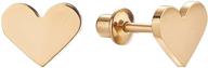 🩸 hypoallergenic screw back heart stud earrings for kids, baby, toddler, little girls - 18k gold plated with surgical steel post and secure safety screwback for ultra sensitive ears logo