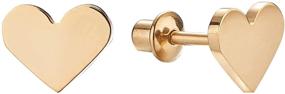 img 4 attached to 🩸 Hypoallergenic Screw Back Heart Stud Earrings for Kids, Baby, Toddler, Little Girls - 18k Gold Plated with Surgical Steel Post and Secure Safety Screwback for Ultra Sensitive Ears