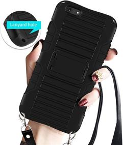 img 1 attached to E-Tree Crossbody Lanyard Case for iPhone 6/6S with Kickstand Stand - Shockproof Dual Layered, Anti-Lost Detachable Neck Strap - Ideal for Outdoors, Kids, Elderly - Black