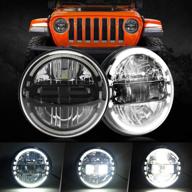π¦ top-rated 7" round led headlight headlamps with drl high low beam for jeep wrangler jk tj lj 97-2018 hummer h1 h2 - black logo