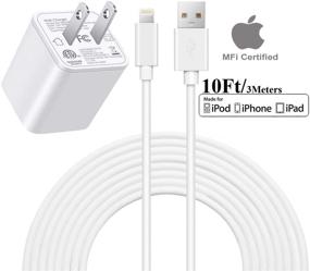 img 1 attached to 🔌 Apple MFi Certified 2в1 10фт Кабель/Шнур Lightning + Двухпортовое USB зарядное устройство для стены - Быстрая зарядка для iPhone Xs Max XR X 8 Plus 7 6s 6 5s 5 iPad 4 Air Mini.