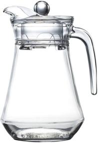 img 2 attached to 🥛 1320ml (40oz) Elegant Glass Pitcher With Lid and Handle - High-Quality Drinkware for Ice Coffee, Water, Punch, Lemonade, Juice, Milk - Cold Drink Jug (1.3ml)