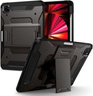 📱 spigen tough armor pro ipad pro 11 case (3rd gen 2021, 2nd gen 2020, 1st gen 2018) with pencil holder - gunmetal logo