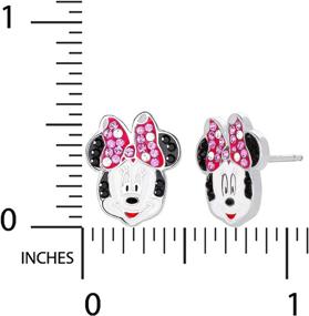 img 1 attached to 🎀 Sterling Silver Stud Earrings with Crystal Bow featuring Disney's Minnie Mouse