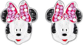 img 4 attached to 🎀 Sterling Silver Stud Earrings with Crystal Bow featuring Disney's Minnie Mouse