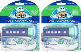 img 4 attached to 🚽 Scrubbing Bubbles Toilet Bowl Cleaning Gel Starter Kit with Dispenser and Gel, Glade Rainshower Scent, 6 Stamps per Pack, Set of 2 (12 Stamps in Total)