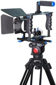 img 2 attached to 📷 Aluminum Alloy Camera Movie Video Cage Kit Film Making System - Includes Video Cage, Top Handle Grip, 15mm Rods, Matte Box, Follow Focus - Compatible with DSLR Camera Canon Nikon Sony