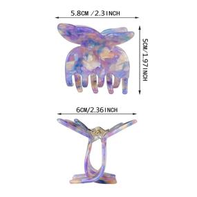 img 3 attached to Зажимы для волос "Butterfly" из ацетатной смолы - средний французский дизайн, 4 штуки - аксессуары для волос для женщин и девочек - зажимы "бабочка" длиной 2,3 дюйма