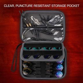 img 1 attached to Enhanced Dart Carrying Case by USA GEAR - Organize and Protect Darts (8), Tips, Shafts, Flights, and Other Accessories - Ideal for Soft Tip and Steel Tip Darts - Sleek Black Design