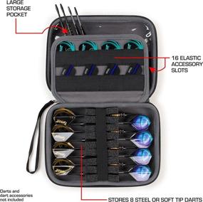 img 3 attached to Enhanced Dart Carrying Case by USA GEAR - Organize and Protect Darts (8), Tips, Shafts, Flights, and Other Accessories - Ideal for Soft Tip and Steel Tip Darts - Sleek Black Design