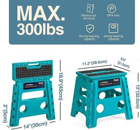 img 3 attached to 🌊 Flottian 13" Folding Step Stool: Non-Slip, Compact, 300 lbs Capacity - Ocean Blue