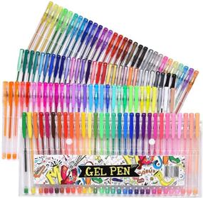 img 4 attached to 🖌️ 100 Color Gel Pens Set - Fine Point Colored Markers with 40% Extra Ink - Ideal for Adult Coloring Books, Drawing, Doodling, Scrapbooking, and Journaling - Teacher Supplies