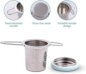 img 2 attached to 🍵 Fenshine Tea Infuser: Stainless Steel Strainer with Folding Handle & Fine Mesh for Loose Leaf Tea Brewing (Light Blue)