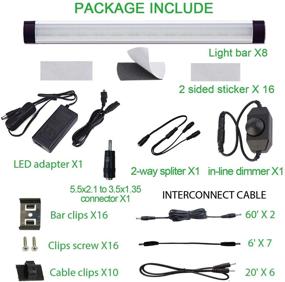 img 3 attached to 💡 AIBOO LED Under Cabinet Lighting Kit, Plug-in Strip Lights with Dimmer Switch for Kitchen Counter, Closet, Bedroom Illumination (24W-8 Bars Kit-6000K)