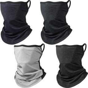 img 4 attached to Versatile 4-Piece Bandanas: Face Scarf with Ear Loops, Rave Cover, Balaclava, and Neck Gaiter for Ultimate Comfort in Women's and Men's Outdoor Sports