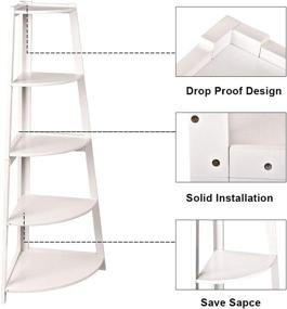 img 1 attached to 📚 GIOIDR Corner Ladder Shelf: A Versatile 5-Tier Wood Look Bookcase and Display Organizer for Every Space!