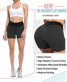 img 3 attached to 🩳 AIMILIA Women Tiktok Booty Shorts: Lift, Tone, and Control with High Waist Tummy Control & Textured Ruched Design for Workout, Running, and Gym