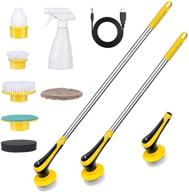 🧽 vrillo electric spin scrubber: cordless shower & floor scrubber with adjustable handle! perfect for bathtub, tile, window, and kitchen cleaning – includes 6 replaceable brushes (adapter not included) logo