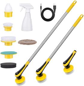 img 4 attached to 🧽 Vrillo Electric Spin Scrubber: Cordless Shower & Floor Scrubber with Adjustable Handle! Perfect for Bathtub, Tile, Window, and Kitchen Cleaning – Includes 6 Replaceable Brushes (Adapter Not Included)