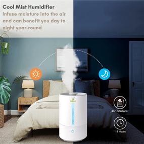 img 2 attached to 🌬️ Bubos Large Room Humidifier with Easy-to-Use Light Button, 360° Nozzle, 4L Ultrasonic Cool Mist for Baby, Whisper-Quiet, Lasts Up to 18hrs, 3 Mist Modes. Includes Auto-Off Function