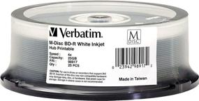 img 2 attached to 💿 Verbatim M DISC BD-R 25GB 4X White Inkjet Hub Printable - 25pk Spindle: Reliable and High-Quality Discs for Data Storage