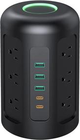img 4 attached to 💡 Upgraded Power Strip Tower with 12 AC Outlets, Surge Protector, USB C Ports, Charging Station - Black
