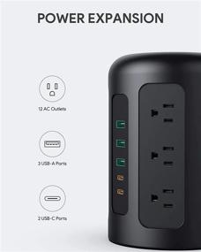 img 3 attached to 💡 Upgraded Power Strip Tower with 12 AC Outlets, Surge Protector, USB C Ports, Charging Station - Black