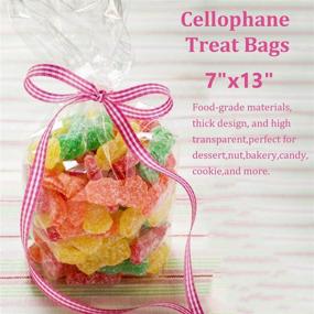 img 1 attached to 🍬 Cello Cellophane Treat Bags: Clear Plastic Gift Bags with Twist Ties - 200 PCS: Party Favor Bags 7x13 Inches