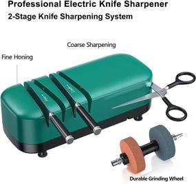 img 3 attached to 🔪 Electric Kitchen Knife Sharpener for Straight Knives and Scissors - Professional 2-Stage Sharpening, Quick and Efficient Blade Restoration, Polishing at a 15 Degree Angle with Non-slip Base