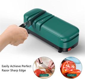 img 1 attached to 🔪 Electric Kitchen Knife Sharpener for Straight Knives and Scissors - Professional 2-Stage Sharpening, Quick and Efficient Blade Restoration, Polishing at a 15 Degree Angle with Non-slip Base