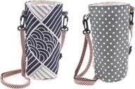 🌸 floral print water bottle carrier bag case - 2 pack, modern style, portable holder with adjustable shoulder strap for climbing, cycling, hiking - ideal pouch cover for water drink bottles логотип