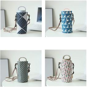 img 1 attached to 🌸 Floral Print Water Bottle Carrier Bag Case - 2 Pack, Modern Style, Portable Holder with Adjustable Shoulder Strap for Climbing, Cycling, Hiking - Ideal Pouch Cover for Water Drink Bottles