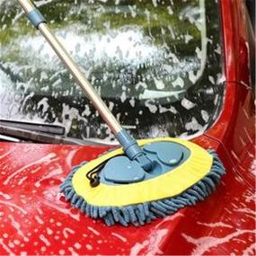 img 1 attached to 🧹 Flexible 2-in-1 Wash Mop Mitt Set - 180° Rotation, 45&#34; Long Handle Chenille Microfiber Car Wash Dust Brush with Extension Pole - Scratch-Free Cleaning Tool for Dust Collection and Supplies