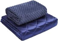 🛌 argstar breathable silky satin weighted blanket & removable warm milky cover 20 lbs - hot/cool, all-seasons, queen bed, glass beads - navy, 60"x80 logo