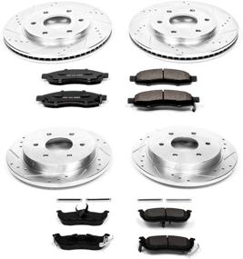 img 1 attached to 🔥 Улучшенный тормозной комплект: Power Stop K2443 Z23 Тормозные колодки из углеродного волокна с просверленными и насеченными тормозными дисками для передней и задней оси
