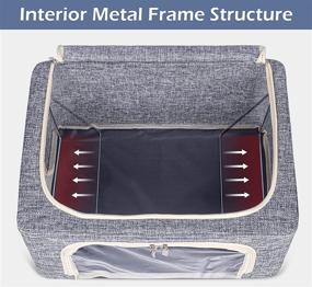 img 3 attached to 📦 Stackable Oxford Cloth Steel Frame Storage Box with Front Opening Foldable Clothes Storage Bins Organizer for Sweaters, Blankets, Sheets, Bedding - 2 Pack, Grey