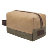 🧳 khaki-2 s-zone canvas travel toiletry bag shaving dopp kit cosmetic makeup bag logo