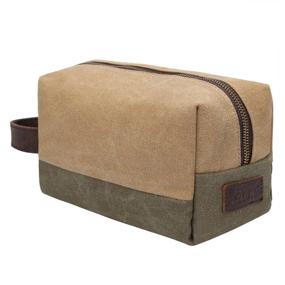 img 4 attached to 🧳 Khaki-2 S-ZONE Canvas Travel Toiletry Bag Shaving Dopp Kit Cosmetic Makeup Bag